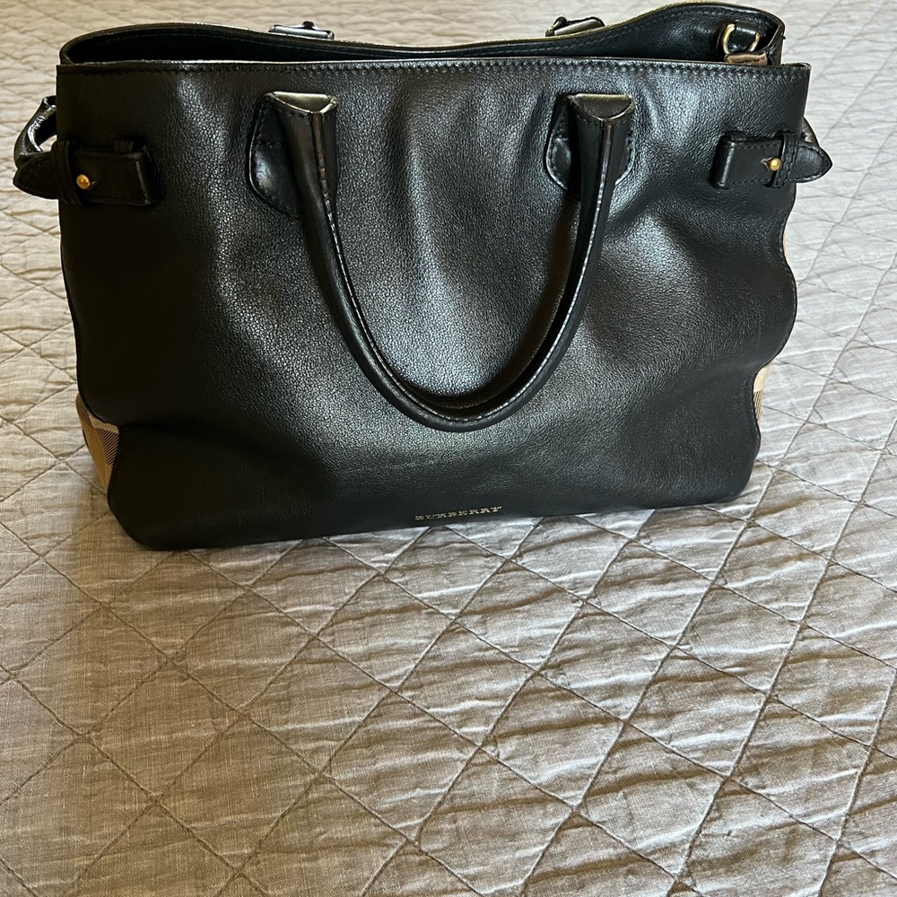 Burberry Banner Medium Black Leather Bag